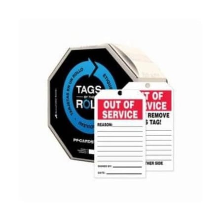 Nmc Out Of Service Ez Pull Tag, PF-Cardstock, 6-5/8 in Width, 3-5/8 in Height TAR714